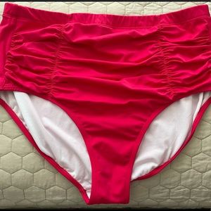 Cherry red/pink touched front swim bottoms